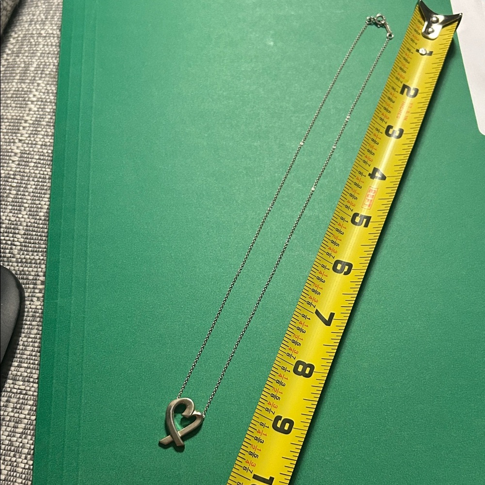 77. Tiffany & Co. Silver Heart Pendant Necklace with COA (large) - Picture 3 of 5